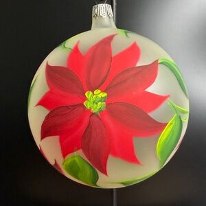 Pier 1 Hand Painted Poinsettia Ornament